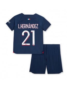 Paris Saint-Germain Lucas Hernandez #21 Heimtrikotsatz für Kinder 2023-24 Kurzarm (+ Kurze Hosen)